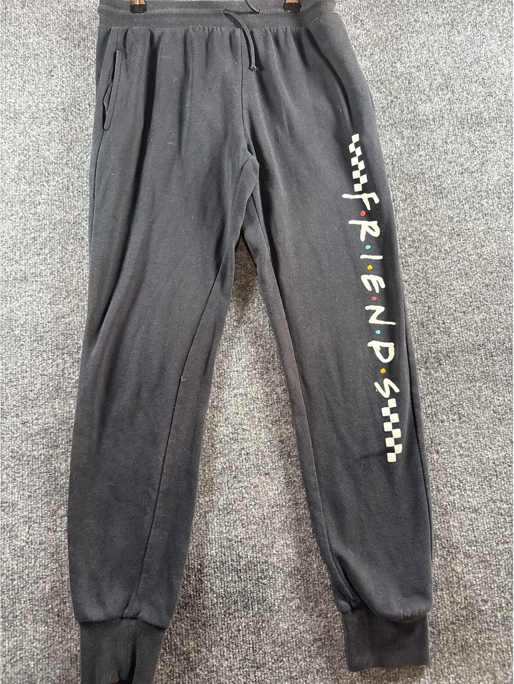 Friends TV Show Black Jogger Sweatpants Women's Small Logo Graphic Lounge Pants